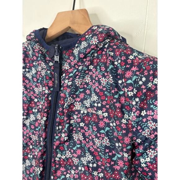 Eddie Bauer Reversible Down Puffer Jacket Toddler Girl XS 5/6 Winter Coat Floral - Picture 11 of 13